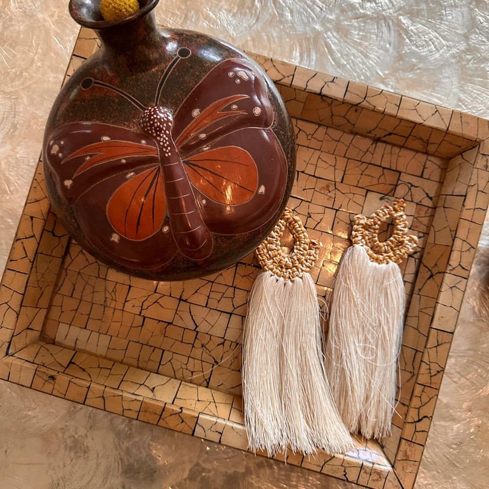 Caralarga Cream Tassel Earrings